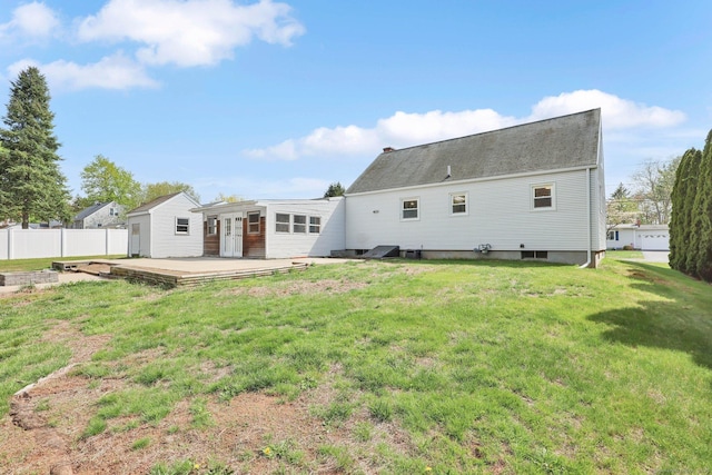 327 Abbe Rd, Enfield, CT 06082 - back of house with a lawn, fence, and a wooden deck