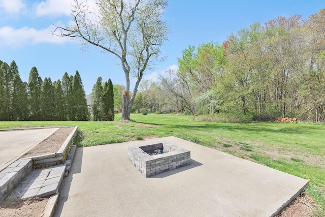 327 Abbe Rd, Enfield, CT 06082 - view of patio / terrace featuring an outdoor fire pit
