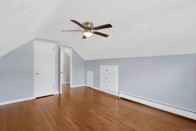 327 Abbe Rd, Enfield, CT 06082 - bonus room with a ceiling fan, wood finished floors, baseboards, a baseboard radiator, and vaulted ceiling