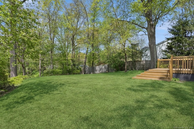 128 W Ave, Darien, CT 06820 - view of yard featuring a wooden deck
