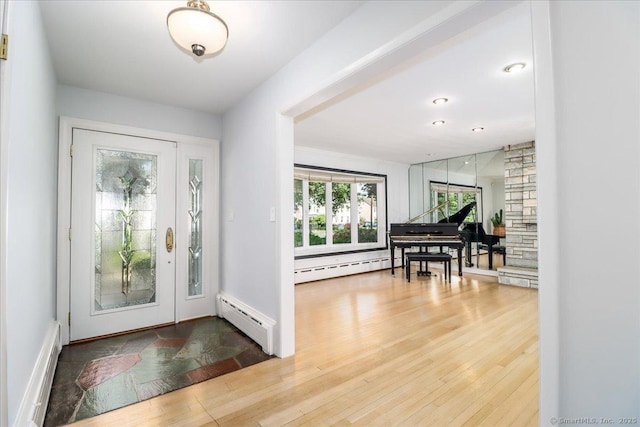 110 Deer Hill Ave, Danbury, CT 06810 - foyer featuring baseboard heating and wood finished floors