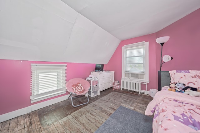 224 1st Ave, West Haven, CT 06516 - bedroom featuring radiator, lofted ceiling, wood finished floors, and baseboards