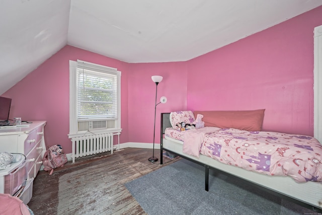 224 1st Ave, West Haven, CT 06516 - bedroom with radiator heating unit, lofted ceiling, and wood finished floors