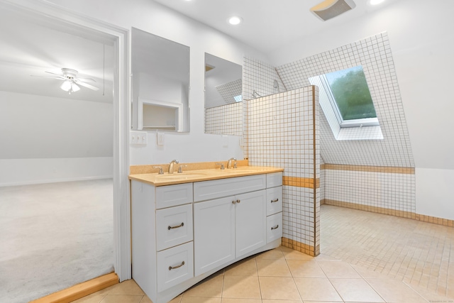 28 Drewbarrie Ln, Easton, CT 06612 - full bath with recessed lighting, tile patterned floors, visible vents, and a sink