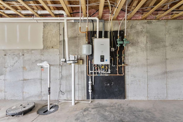 utility room with water heater