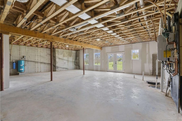 basement with french doors
