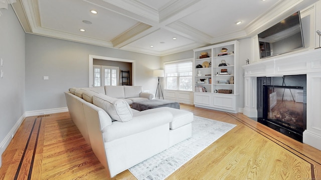 27 Dock Rd, Milford, CT 06460 - living room with light wood-style floors, ornamental molding, and a healthy amount of sunlight
