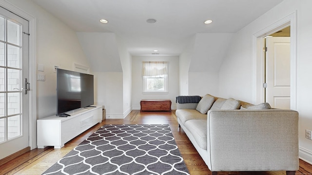 27 Dock Rd, Milford, CT 06460 - living area featuring baseboards, recessed lighting, and wood finished floors