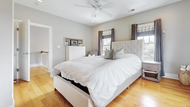 27 Dock Rd, Milford, CT 06460 - bedroom featuring visible vents, wood finished floors, baseboards, ceiling fan, and recessed lighting