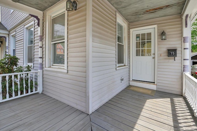 deck with a porch