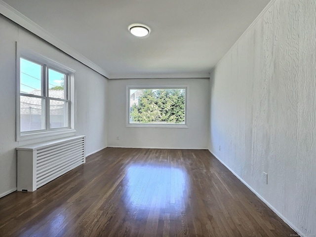 141 Arcadia Ave, Bridgeport, CT 06604 - spare room featuring baseboards, radiator, and dark wood finished floors