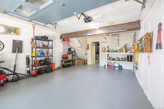 garage with a garage door opener