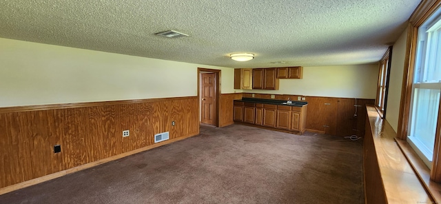 116 Aimes Dr, West Haven, CT 06516 - kitchen with visible vents, wainscoting, and wooden walls
