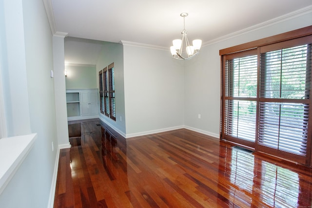 22 Maple Ln Unit 22, Avon, CT 06001 - unfurnished room with wood-type flooring, a chandelier, ornamental molding, and baseboards