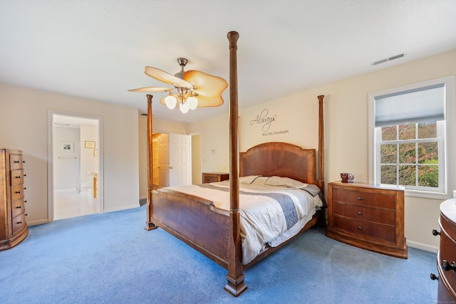 85 Chippenwood Ln, Bristol, CT 06010 - carpeted bedroom with visible vents, baseboards, ceiling fan, and ensuite bath