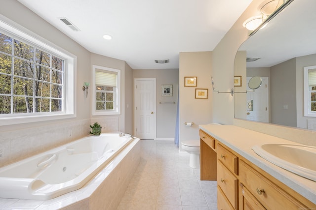 85 Chippenwood Ln, Bristol, CT 06010 - bathroom featuring a whirlpool tub, toilet, visible vents, and vanity