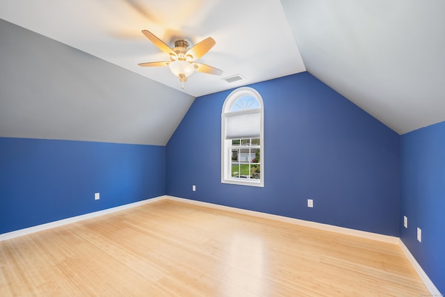 85 Chippenwood Ln, Bristol, CT 06010 - additional living space with a ceiling fan, baseboards, vaulted ceiling, and wood finished floors