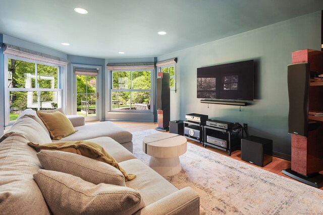 1580 Ponus Rdg, New Canaan, CT 06840 - living area featuring wood finished floors, healthy amount of natural light, and recessed lighting