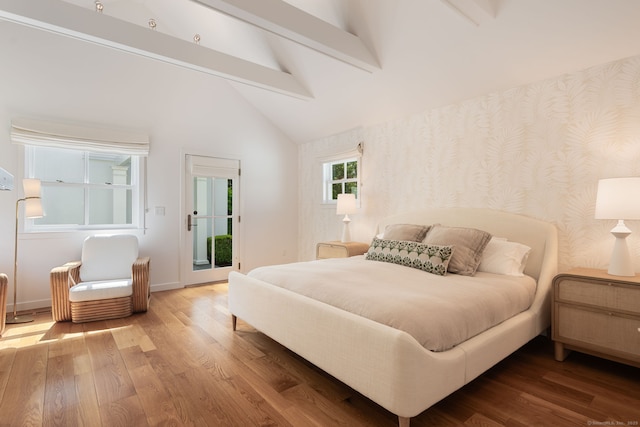 1580 Ponus Rdg, New Canaan, CT 06840 - bedroom with wallpapered walls, access to outside, and wood finished floors