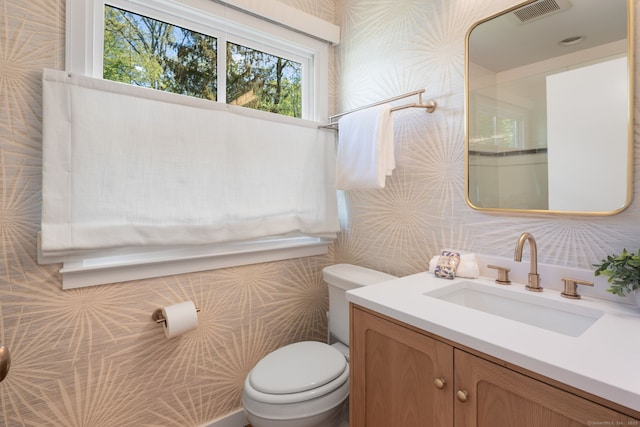 1580 Ponus Rdg, New Canaan, CT 06840 - bathroom with vanity, toilet, and tile walls