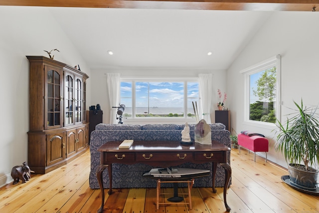 919 Pequot Ave, New London, CT 06320 - dining space with lofted ceiling, light wood-style flooring, and recessed lighting