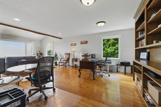 919 Pequot Ave, New London, CT 06320 - home office featuring healthy amount of natural light, lofted ceiling, light wood finished floors, and recessed lighting