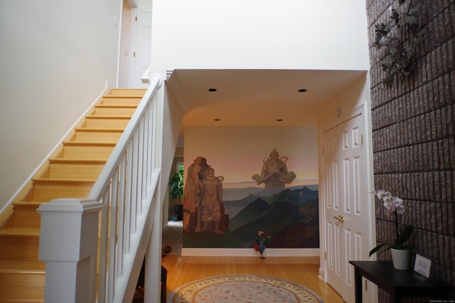 919 Pequot Ave, New London, CT 06320 - stairway with wood finished floors and recessed lighting