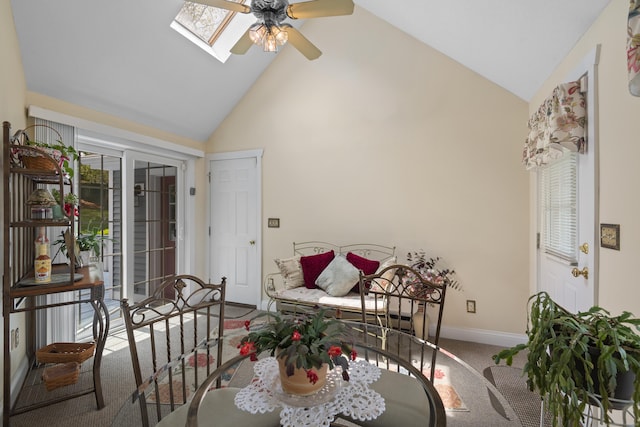 interior space featuring a wealth of natural light and a skylight