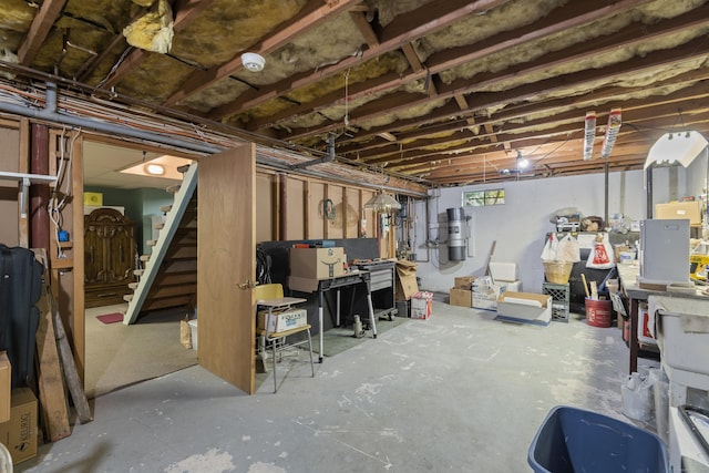 below grade area featuring stairway
