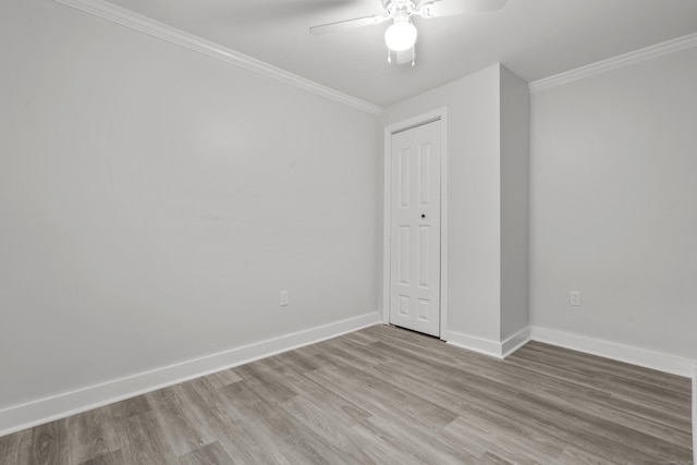 18 Brook St, Shelton, CT 06484 - unfurnished room featuring a ceiling fan, baseboards, light wood finished floors, and crown molding