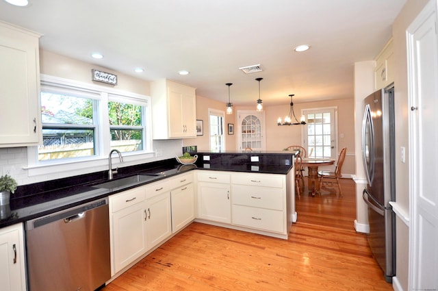 kitchen featuring a sink, white cabinetry, a healthy amount of sunlight, and appliances with stainless steel finishes
