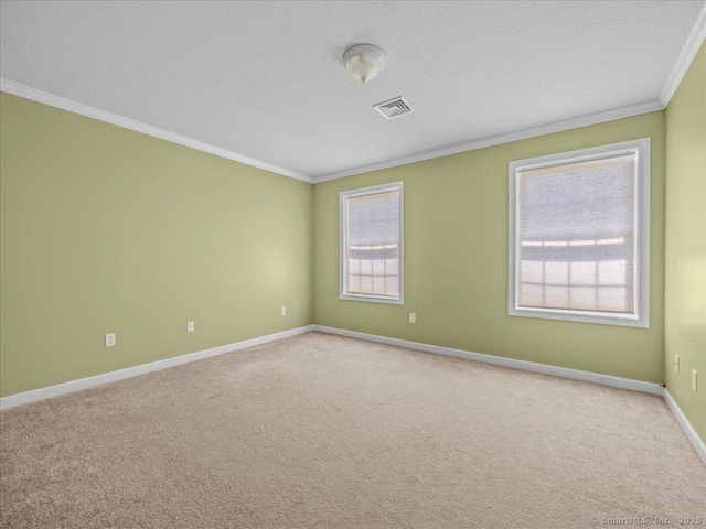 149 Tromley Rd, East Windsor, CT 06088 - unfurnished room featuring ornamental molding, baseboards, light carpet, and a textured ceiling