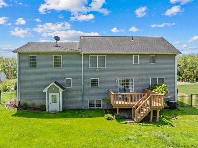 149 Tromley Rd, East Windsor, CT 06088 - rear view of property featuring a wooden deck