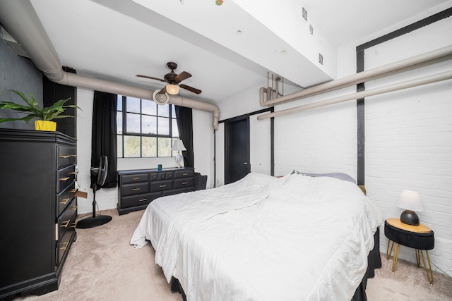 bedroom with light carpet