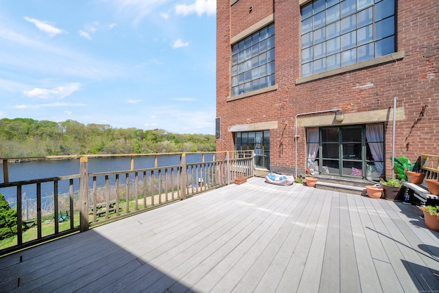 deck with a water view