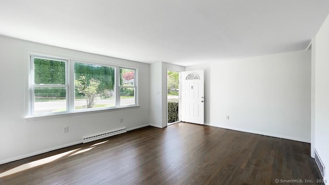 76 Midway Dr, Bethel, CT 06801 - empty room featuring baseboards, wood finished floors, and a baseboard radiator
