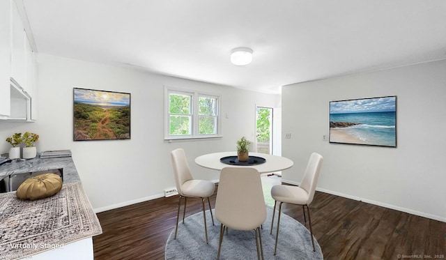 76 Midway Dr, Bethel, CT 06801 - dining room with dark wood-style flooring and baseboards
