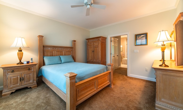 42 N Woods Rd, Hamden, CT 06518 - carpeted bedroom featuring crown molding, baseboards, and ceiling fan