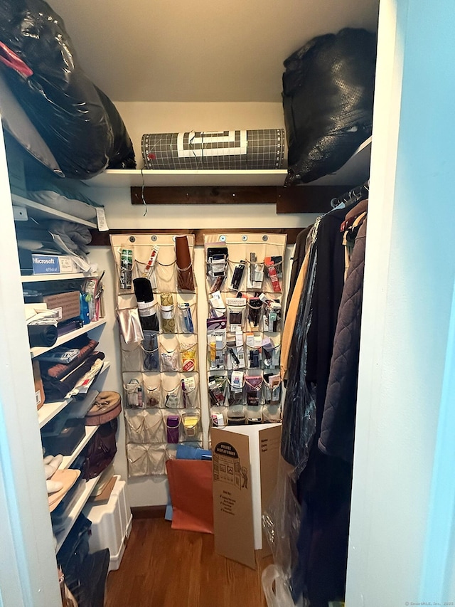 walk in closet featuring wood finished floors