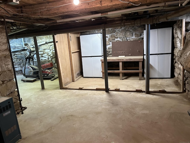 80 Colony St, Ansonia, CT 06401 - unfinished basement with refrigerator