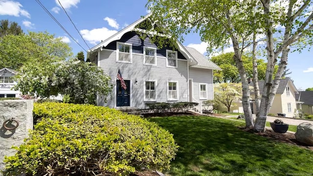 rear view of property with a yard
