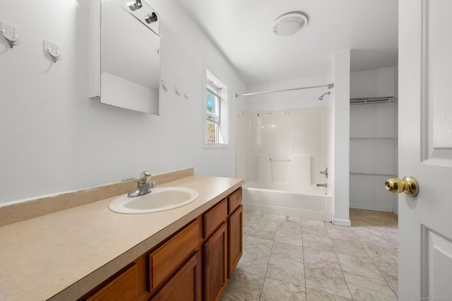 24 Fort Shantok Rd, Montville, CT 06382 - full bathroom with vanity, washtub / shower combination, and marble finish floor