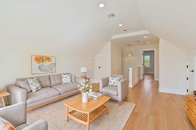 137 Millard St, Fairfield, CT 06824 - living area with lofted ceiling, light wood-type flooring, and recessed lighting