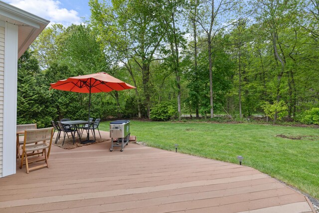 9 Baldwin Dr, Farmington, CT 06032 - wooden terrace featuring outdoor dining area and a yard