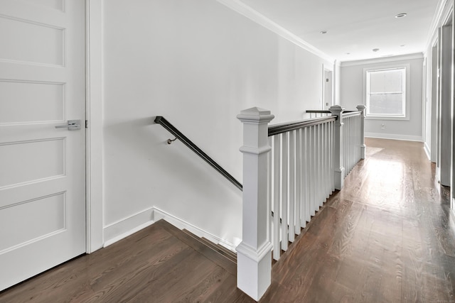 74 Sterling St, Fairfield, CT 06825 - staircase with wood finished floors, baseboards, and ornamental molding