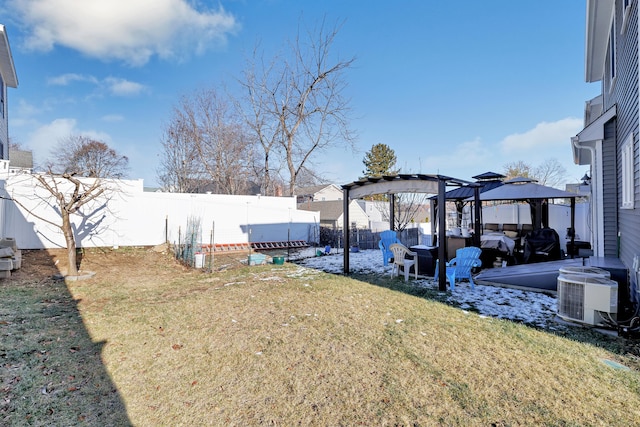 74 Sterling St, Fairfield, CT 06825 - view of yard with central AC unit, a gazebo, and a fenced backyard