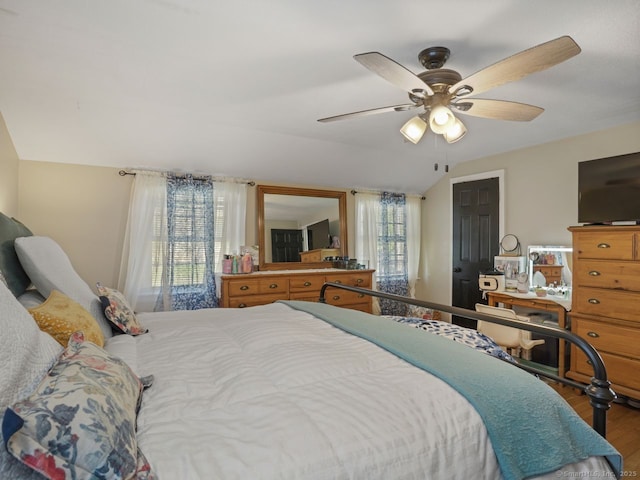 134 Painter Ave, West Haven, CT 06516 - bedroom featuring a ceiling fan, wood finished floors, and lofted ceiling