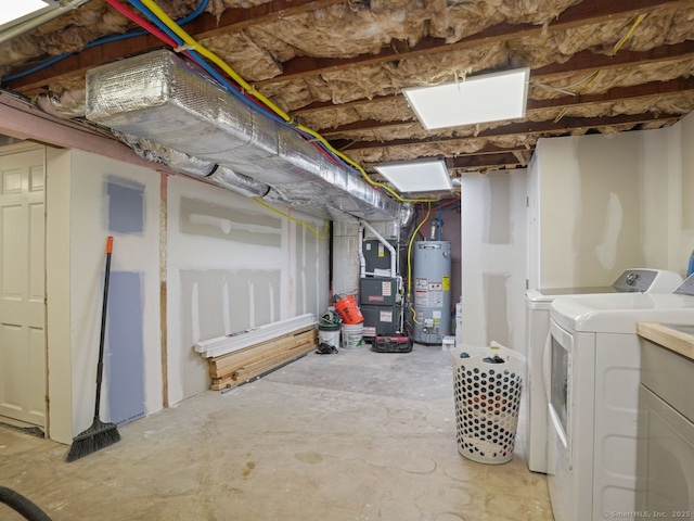 134 Painter Ave, West Haven, CT 06516 - unfinished below grade area with heating unit, water heater, and washer and dryer