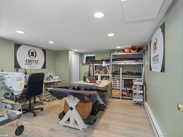 134 Painter Ave, West Haven, CT 06516 - interior space featuring recessed lighting, a baseboard heating unit, and wood finished floors