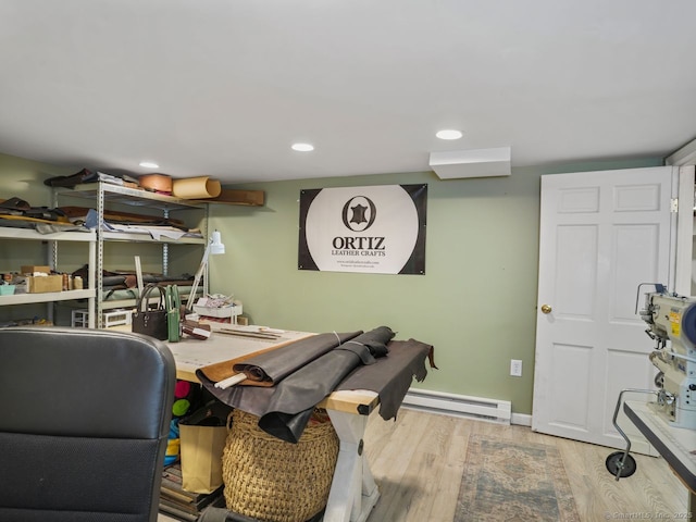 134 Painter Ave, West Haven, CT 06516 - interior space with recessed lighting, wood finished floors, and baseboard heating